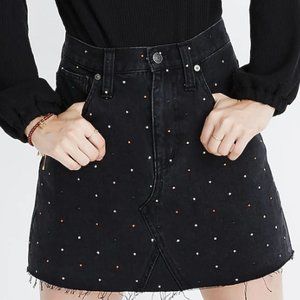 Madewell Rigid Denim A-Line Mini Skirt: Metallic Rainbow Dots Edition